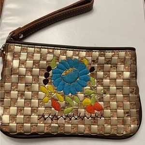 Consuela gold and bamboo wristlet